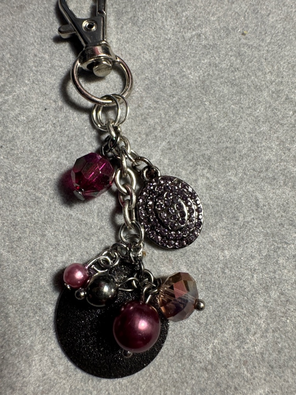 Silver and Red Crystal Dangle Keychain/Purse Charms (Pair) - Picture 4 of 4